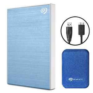 씨게이트 외장하드 원터치 외장 HDD 저장장치 데이터복구 + 파우치, 2048GB, LightBlue