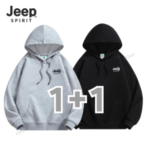 JEEP SPIRIT 지프 남자 여자 후드티 오버핏 후드 티셔츠 무지 가을 봄 2장 세트