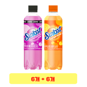 썬키스트 오렌지소다 + 제로 자두자몽소다, 6세트, 600ml