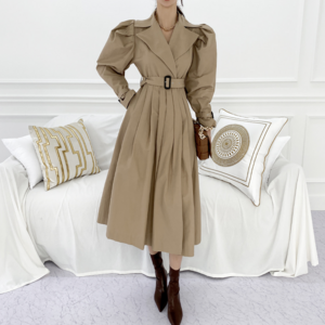 비비에모 트렌치 셔링 주름 롱 원피스 00718