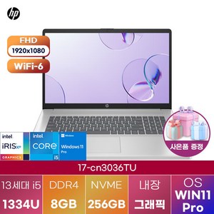 [HP] hp 17-cn3036TU WIN11 대학생 사무용 포토샵 노트북, WIN11 Po, 8GB, 256GB, 실버