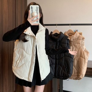 ANYOU 가을 겨울 여성용 면조 끼캐주얼 패딩조끼