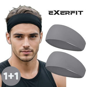 엑서핏 1+1 스포츠 쿨링 헤어밴드 땀흘림방지 흡수, 그레이, 2개