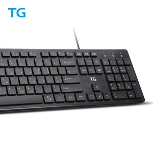 TG-K500U 저소음 유선키보드 USB타입 키스킨포함 블랙색상, 블랙