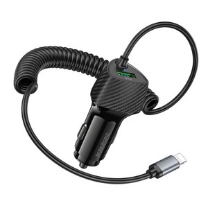 아이베리 보로폰 차량용 30W + 18W PD3.0 PPS QC3.0 초고속 시거잭 충전기, 빌트인 1.7m 라이트닝 스프링 코일 케이블