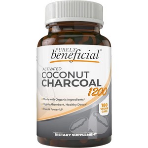 활성 코코넛 차콜 100% Activated Coconut Chacoal 1200mg 180 Caps 먹는 숯 켑슐, 1개, 180정