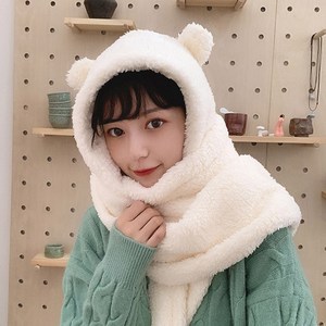 포케이컴퍼니 곰돌이후드 목도리 뽀송털머플러