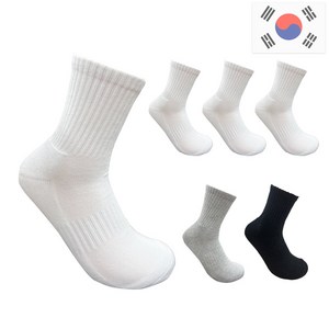 비바슈슈 남성용 더블 쿠션 러닝 스포츠 무지 중목 양말 6켤례 (250~270mm)