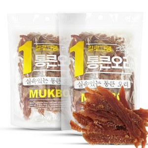 먹보 강아지 대용량 실속 상품 치킨 오리 육포 간식, 2개, 1kg, 오리 사사미