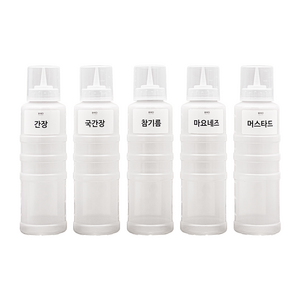 ALS 뚜껑 있는 1구 소스통 5개 + 라벨 21종 세트, 700ml, 1세트