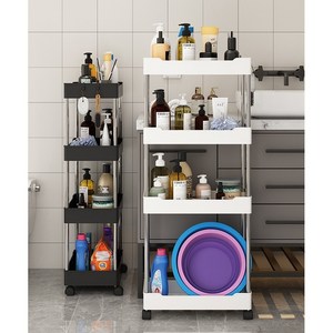 4단 이동식 틈새선반 화이트 거실선반