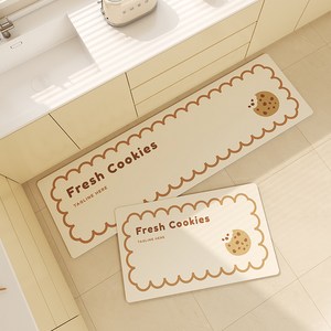 하이젯 pvc방수 논슬립 쿠키 주방 발매트 2종 세트, 아이보리