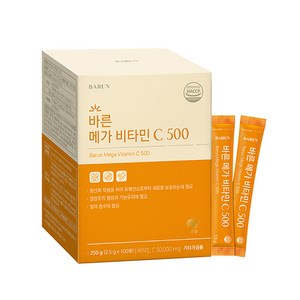 바른 메가 비타민C 영국산 분말 500mg (100포), 1개, 250g