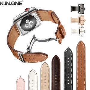 애플워치 가죽 스트랩 싱글폴딩 디버클 시계줄 전기종 호환, 38-41mm, 로즈골드, 핑크