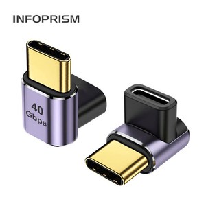 INFOPRISM / C타입 USB 4.0 90도 각도 변환 OTG 꺾임 젠더 (L형), 1개, 혼합색상(일반형), 12mm