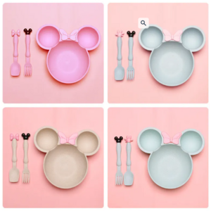 365마미 귀여운 캐릭터 어린이 식판, 1세트, 단품, 핑크