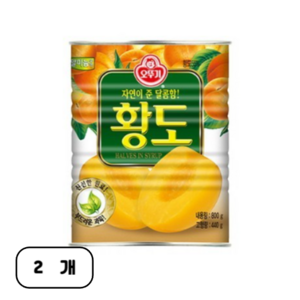 오뚜기 황도 반절 통조림, 800g, 2개