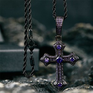 만자천홍 힙합 지르콘 십자가 목걸이 X24-01