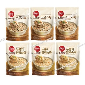 비비고 소고기죽 420g x 3p + 누룽지 닭백숙죽 420g x 3p 세트, 2.52kg, 1세트