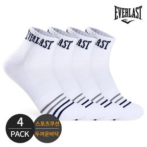 에버라스트 남성 스포츠 쿠션 배색컬러 라인 발목양말 4P_WH, 4족세트_WH