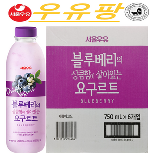 (서울우유)눈에좋은 비타민 블루베리 신선함이 살아있는 마시는 상큼함요구르트750mL 멀티팩 아이스박스, 750ml, 6개