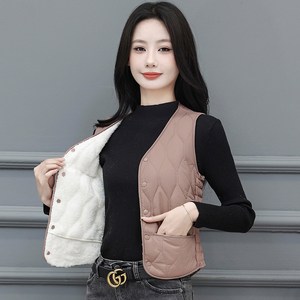 여성 기모 패딩 조끼 기모 다운 코튼 조끼 벨벳조끼 여성용 벨벳안감 패딩조끼