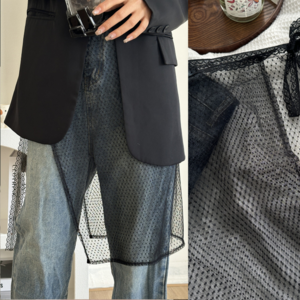 슈비코 시스루 레이어드 스커트 도트 레이스 랩스커트 여성 허리 원피스