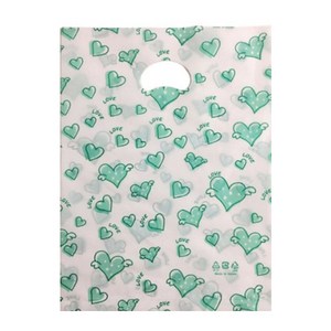 팩스타 펀칭 비닐봉투 PE35 35 x 45 cm, 연두하트, 50개입