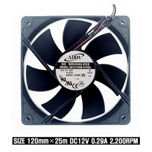 저소음쿨링팬 120mm DC 12V 0.37A AD1212HB-A70GL, 1개