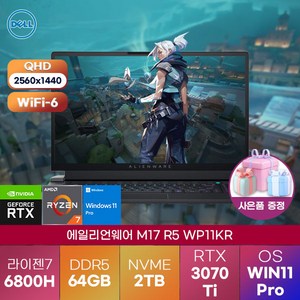 [ 사은품 증정 ] DELL 노트북 에일리언웨어 M17 R5 WP11KR (R7-6800H/RTX 3070Ti/QHD/WIN11Pro) 용량 업 게이밍 노트북, DELL 게이밍 노트북 에일리언웨어 M17 R5, WIN11 Pro, 64GB, 2TB, 라이젠7, 다크사이드 오브 더 문