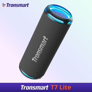 Tronsmart T7 Lite 휴대용 블루투스 스피커 출력24W 최대 24시간 IPX7 방수 캠핑 LED TWS, 블랙