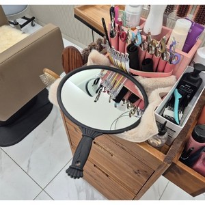 대형 손거울 헤어샾 뒷거울 뒤통수 손잡이거울 25x36cm, 1개, 블랙