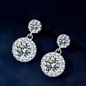 Leo Vitue 14k 18k 도금 모이사나이트 1캐럿 S925 순은 여성용 귀걸이 프리미엄 드롭 귀걸이 GRA 증명서를