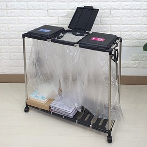 에어젠 재활용 분리수거함 블랙/그레이 +비닐 50매 증정 2단 3단 4단, 그레이 3단