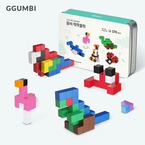 꿈비 유아 교구 장난감 착착 자석 블럭 메가세트 176PCS