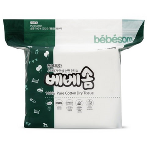 베베솜 순면 유아건티슈 리필형 60gsm, 360개입, 1개