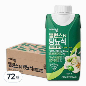 케어웰 밸런스N 당뇨식 트리플 케어, 72개, 200ml