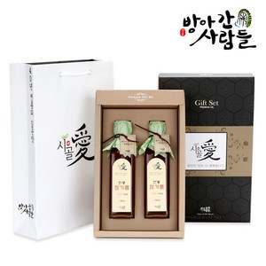 방앗간사람들 국산 참기름 들기름 생들기름 선물세트, 1개, 국산 참기름180mlx2병