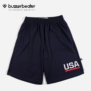 [버저비터] 농구 바지 쇼츠 팬츠 USA TEXT 네이비 반바지