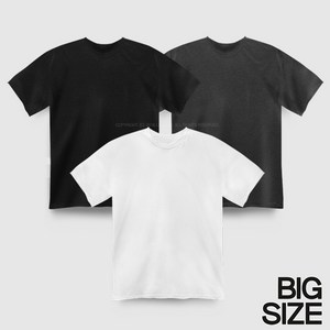 남녀공용 빅사이즈 30수 무지 라운드 반팔 티셔츠 2XL-9XL