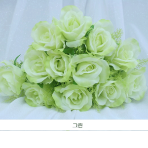 ms소품세상 장미부쉬 장미가지 5010, 그린가지(14송이)