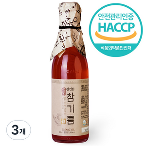 시장쏙 전연화 참기름 골드, 3개, 350ml