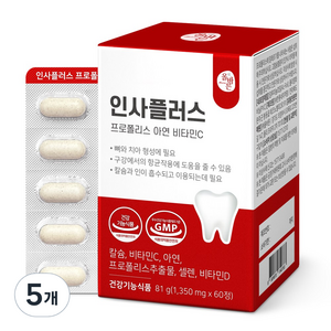 인사플러스 프로폴리스 아연 비타민C, 5개, 60정