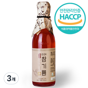 시장쏙 전연화 참기름 골드, 3개, 350ml