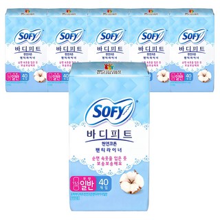 바디피트 천연코튼 팬티라이너 무향, 일반, 40개입, 6개