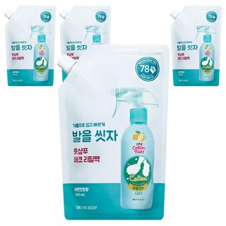 온더바디 코튼풋 발을 씻자 풋샴푸 레몬민트향 에코 리필팩 500ml, 1개입, 4개_빨을 씻자