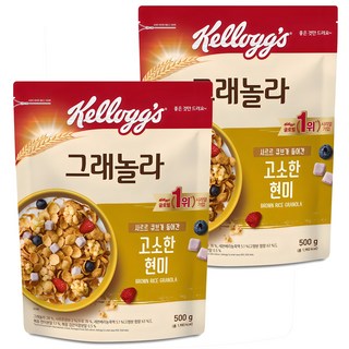 그래놀라 시리얼, 1kg, 1개 9 켈로그 고소한 현미 사르르 큐브 그래놀라 시리얼, 500g, 2개