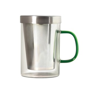 티도요 스텐 보르실리케이트 차망 티 머그컵 450ml, 그린, 1개