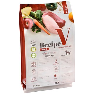 유한양행레시피브이 어덜트 강아지 세븐제로 건식사료, 오리, 5.4kg