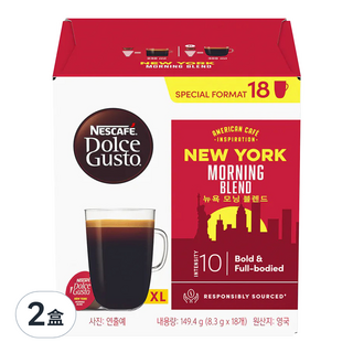 NESCAFE 雀巢咖啡 Dolce Gusto 多趣酷思 紐約美式晨光濃烈咖啡膠囊, 18杯份, 中烘焙, 濃烈風味, 8.3g, 18顆, 2盒